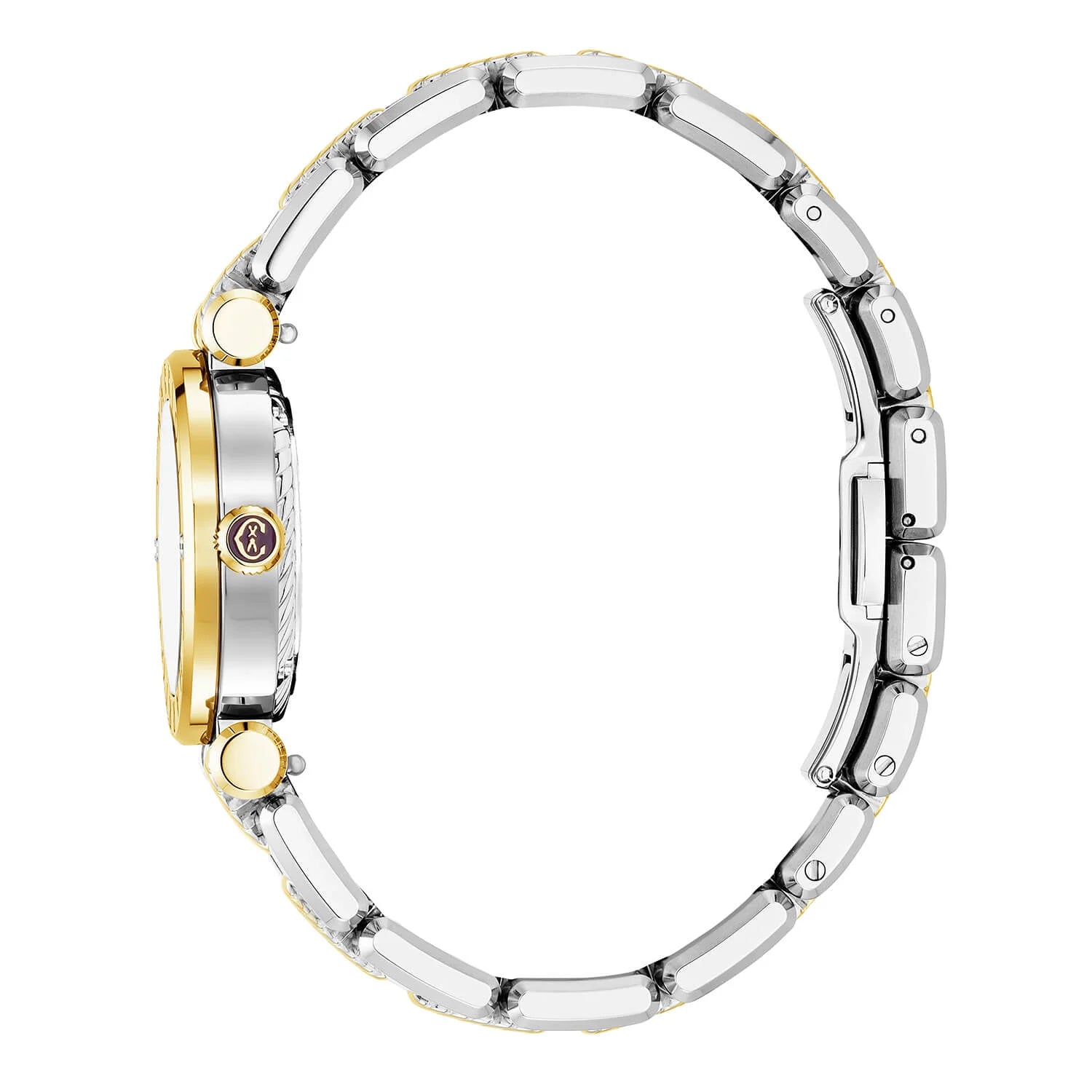 NAVIGATOR CRUISE, 28MM, QUARTZ CALIBRE, WHITE MOTHER-OF-PEARL WITH 12 ROMAN FIGURES DIAL, STEEL YELLOW GOLD PVD "CHARRIOL CHARRIOL" WITH 2 SCREWS BEZEL, METAL BICOLOR INTERCHANGEABLE BRACELET - © 2024 Charriol -  Watch