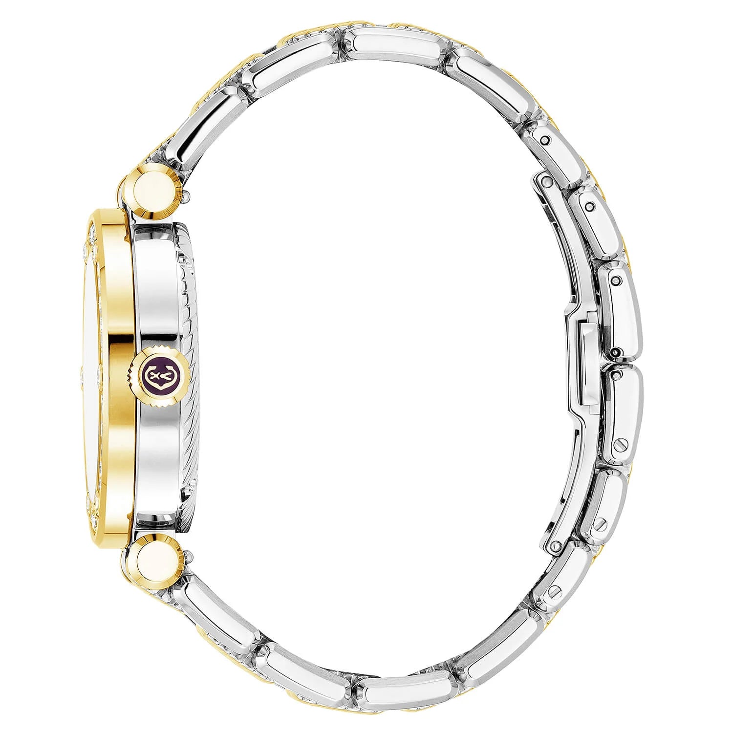 NAVIGATOR CRUISE, 36MM, QUARTZ CALIBRE, WHITE MOTHER-OF-PEARL WITH 12 ROMAN FIGURES DIAL, STEEL YELLOW GOLD PVD WITH 30 DIAMONDS & 6 SCREWS BEZEL, METAL BICOLOR INTERCHANGEABLE BRACELET - © 2024 Charriol -  Watch