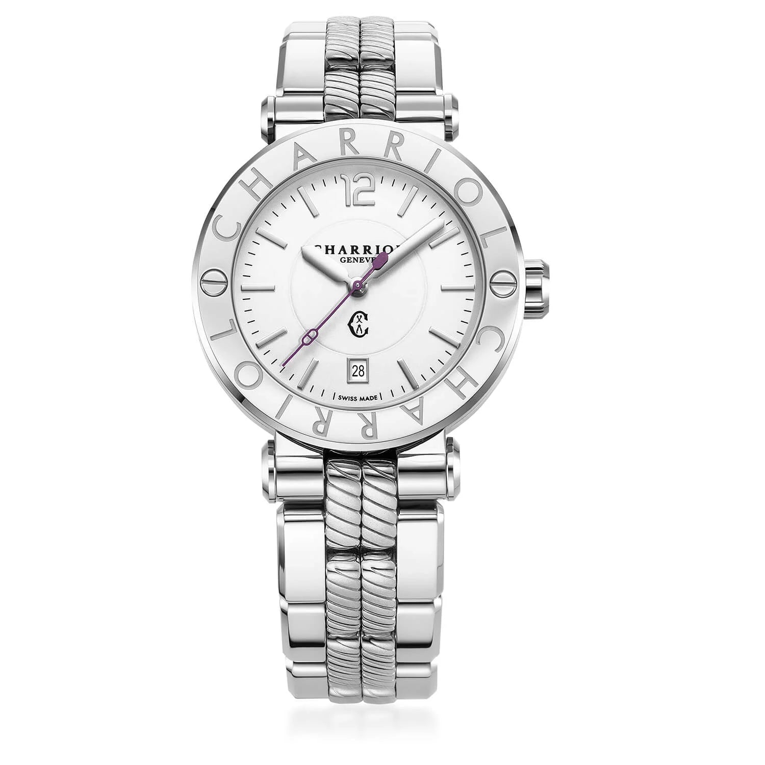 NAVIGATOR CRUISE, 41MM, QUARTZ CALIBRE, WHITE DIAL, STEEL "CHARRIOL CHARRIOL" BEZEL, METAL INTERCHANGEABLE BRACELET