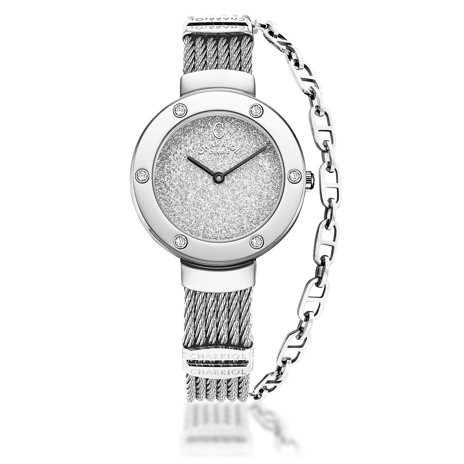 ST TROPEZ GLITTERS, 30MM, QUARTZ CALIBRE, WHITE GLITTER DIAL, STEEL WI