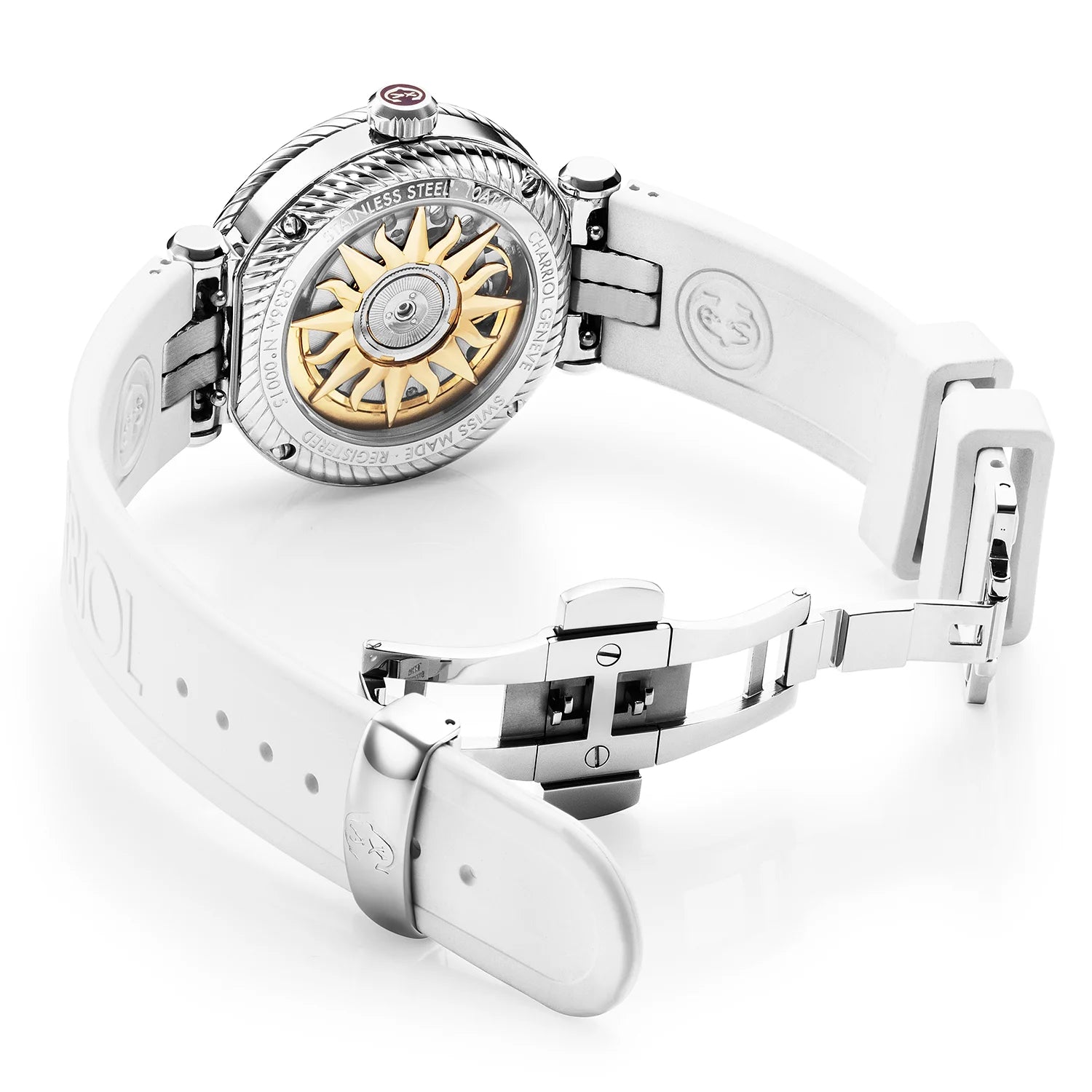 NAVIGATOR SURF, 36MM, AUTOMATIC CALIBRE, WHITE DIAL, WHITE BEZEL, WHITE RUBBER INTERCHANGEABLE BRACELET - Charriol Geneve -  Watch