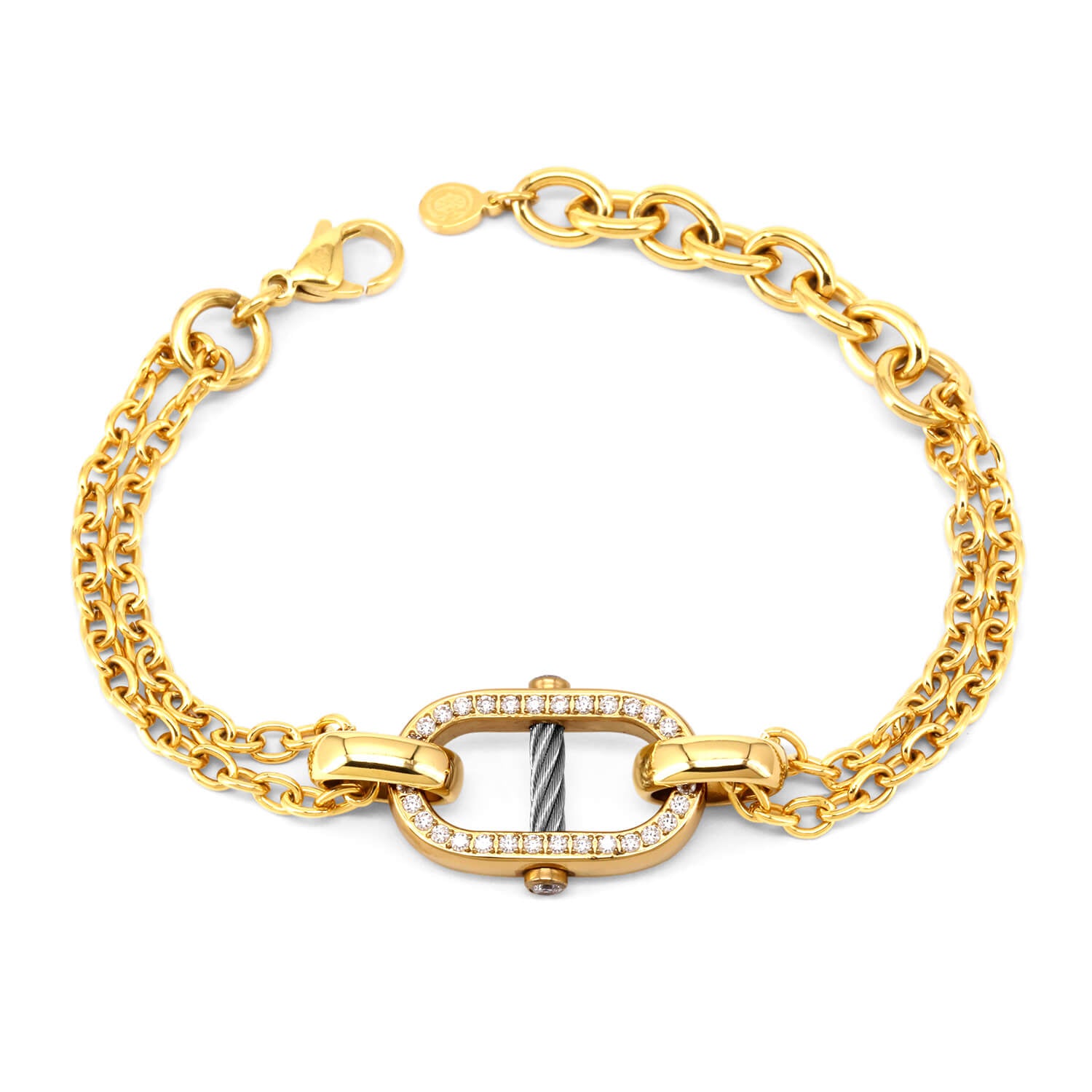 Steel_Yellow Gold Link with 34 Zirconias