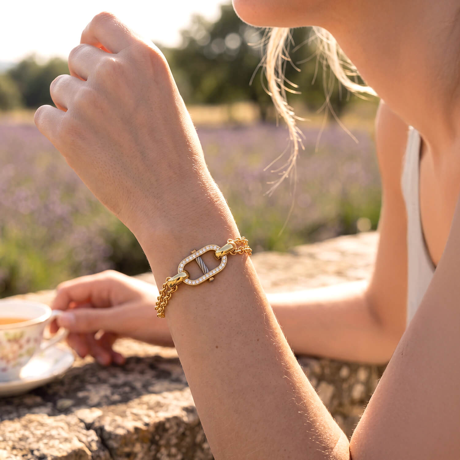 Steel_Yellow Gold Link with 34 Zirconias