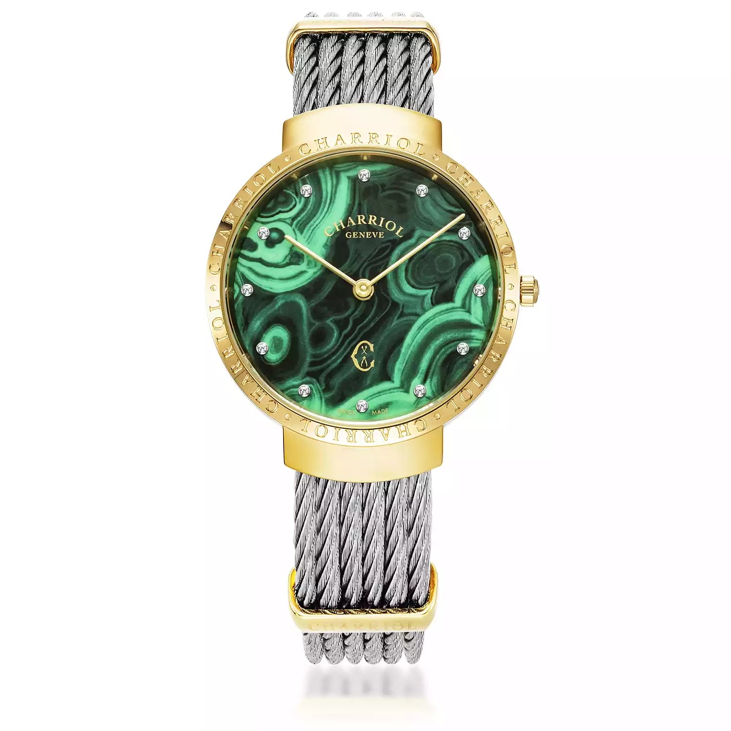Slim Watch Green and Steel - Charriol Geneve -  Watch